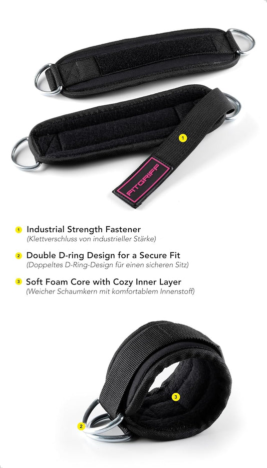 Fitgriff Ankle Straps V3 for Cable Machine (2 Pieces)