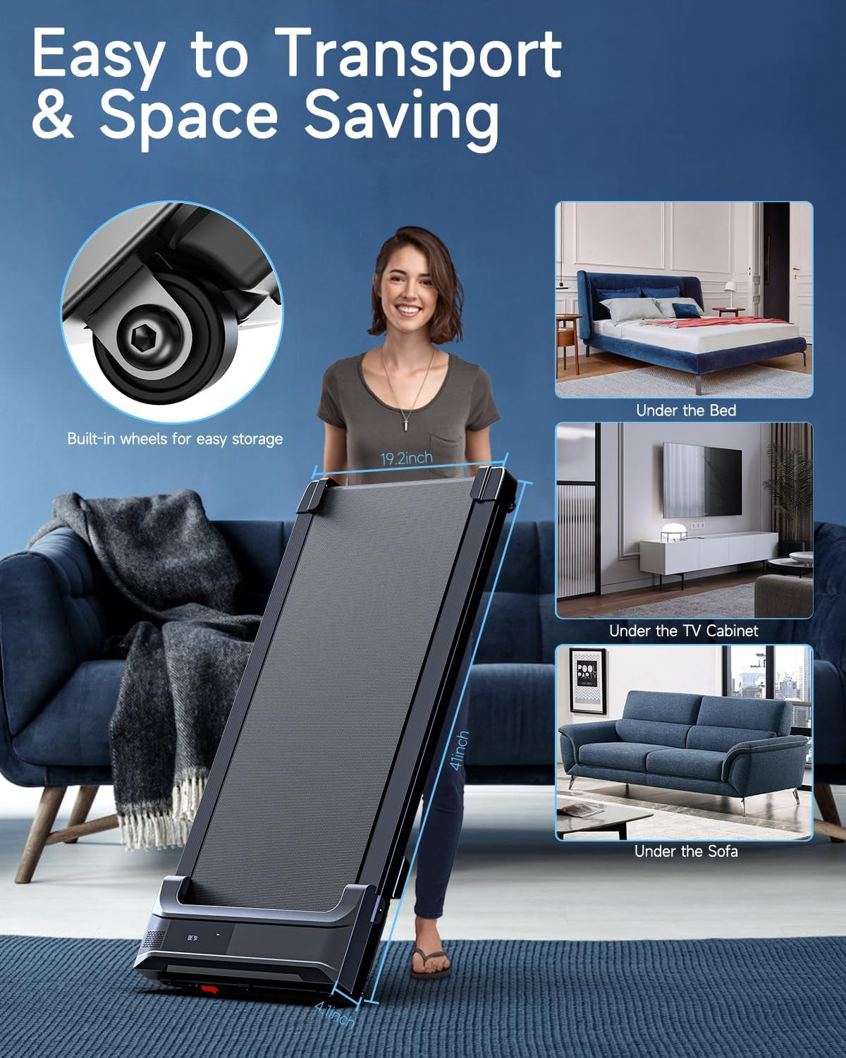 Walking Pad Treadmill for Home - Compact Treadmill with Adjustable Speed Remote