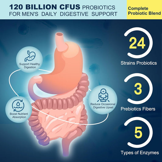 Probiotics for Men Digestive Health, 120 Billion CFUs