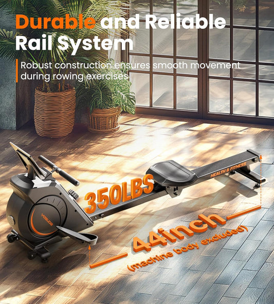 Magnetic/Water Rowing Machine for Home - Rower Machine Use with Bluetooth, App Supported, Rowing Machine for Beginners to Athletes, Comfortable Seat Cushion