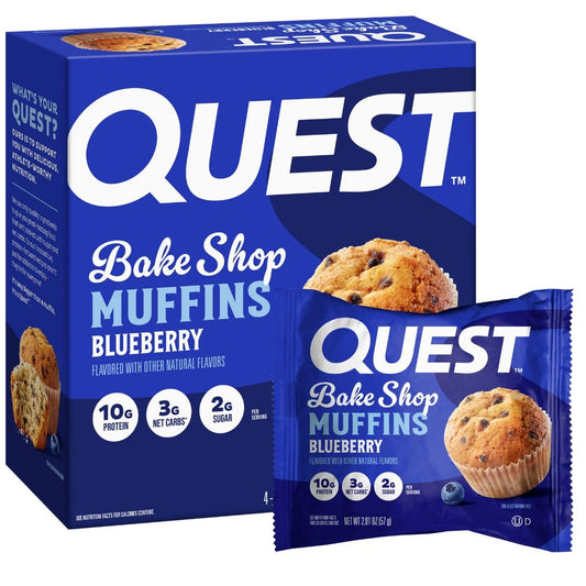 Quest Nutrition Blueberry Muffin, 10G Protein, 3G Net Carb, 2G Sugar, Protein Snack, 4 Count