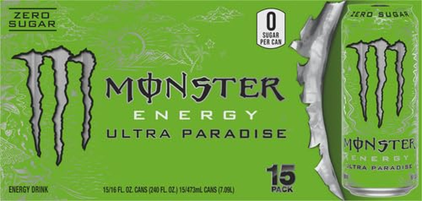 Monster Energy Ultra Paradise, Sugar Free Energy Drink, 16 Ounce | Pack of 15