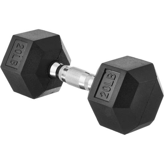20 Pound Rubber Hex Dumbbell Hand Weight