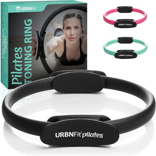Pilates Ring - 12" Magic Circle W/Dual Grip, Foam Pads for Inner Thigh Workout, Toning, Fitness & Pelvic Floor Exercise - Yoga Rings W/Bonus Exercise Guide