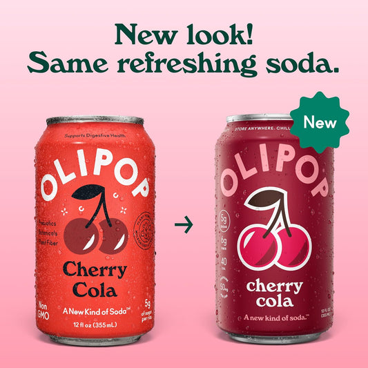 OLIPOP Prebiotic Soda Pop, Cherry Cola (12-Cans)