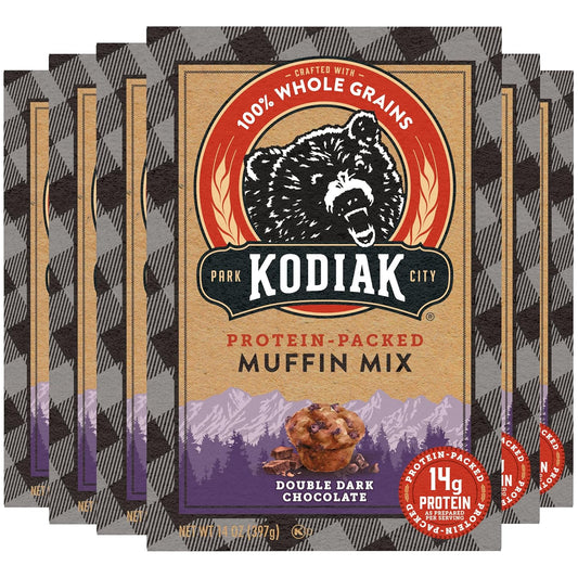 Kodiak Cakes Power Bake Muffin Mix, Double Dark Chocolate (Pack of 6)