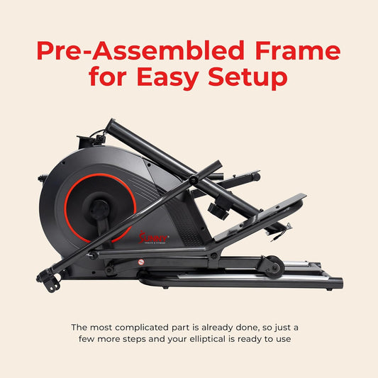 Smart Upright Elliptical W/Pulse Sensor Built-In, Indoor Full-Body Cross-Training & Cardio Exercise Machine for Home, Free Sunnyfit App Connection