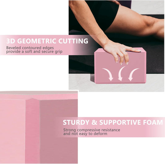 9"X6"X3" Yoga Blocks, Soft Non-Slip Surface Premium Foam Blocks