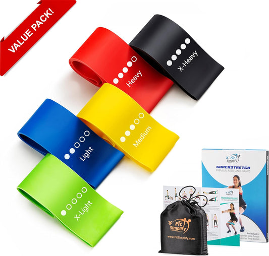 Resistance Loop Exercise Bands with Instruction Guide and Carry Bag