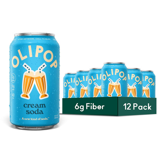 OLIPOP Prebiotic Soda Pop, Cream Soda (12-Cans)