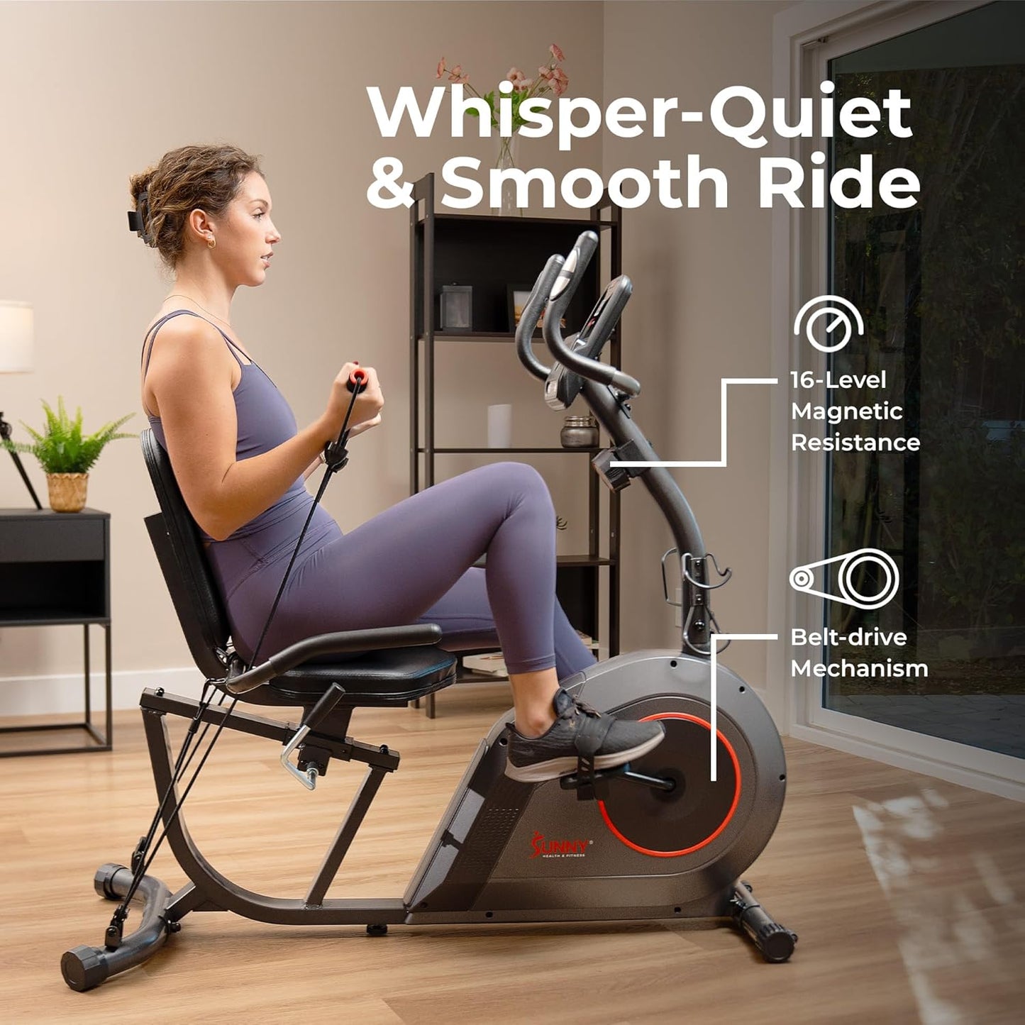Sunny Health & Fitness Smart Heavy-Duty Recumbent Bike