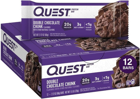 Quest Nutrition Double Chocolate Chunk Protein Bars, 20G Protein Bars, 12 Count