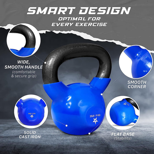 20 Pound Vinyl Coated Cast Iron Kettlebell