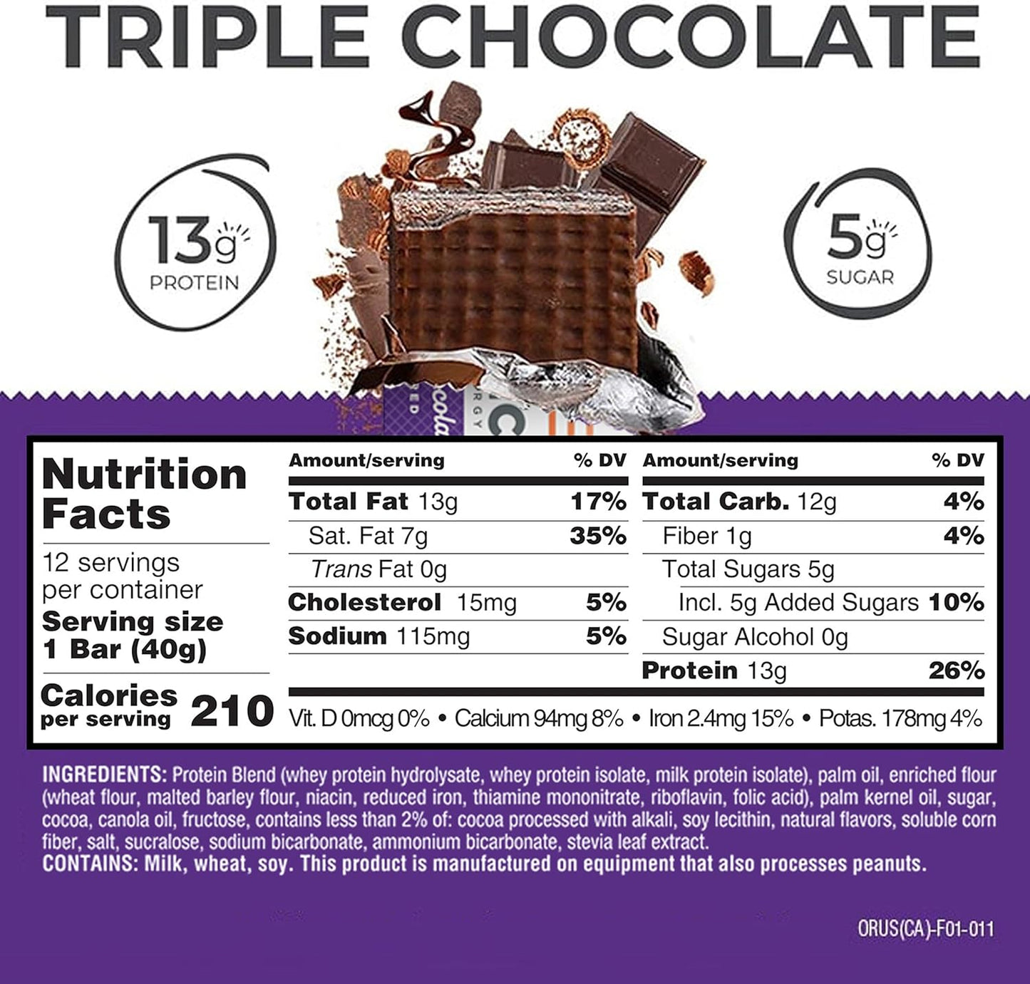 Power Crunch Protein Energy Wafer Bars, Triple Chocolate (12 Count)