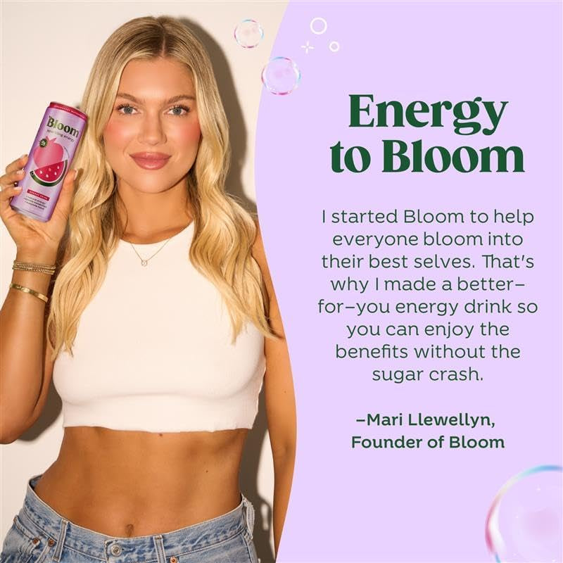 Bloom Nutrition Sparkling Energy Drink - Apple Crisp / Glacier Crush Variety Pack - 12oz 12 Pack