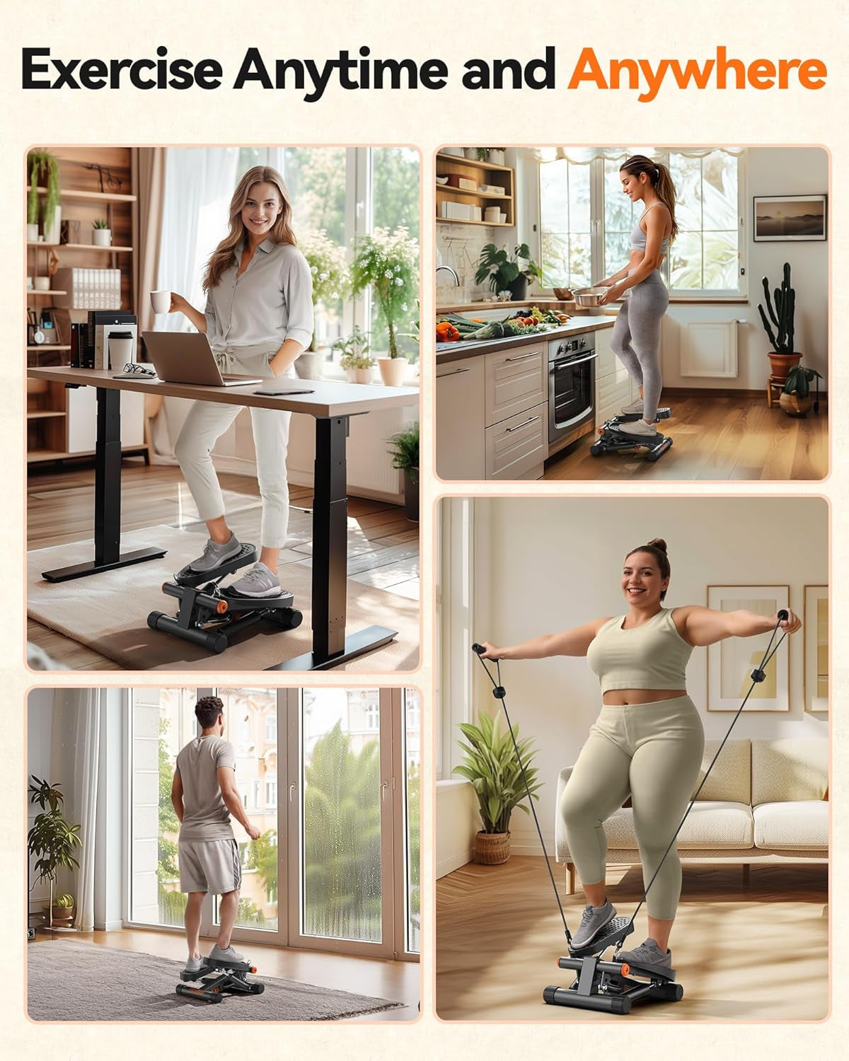 Niceday Steppers for Exercise, Stair Stepper with Resistance Bands