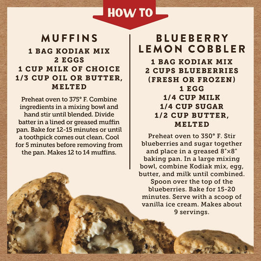 Kodiak Cakes Power Bake, Protein Muffin Mix, Blueberry Lemon (Pack of 6)
