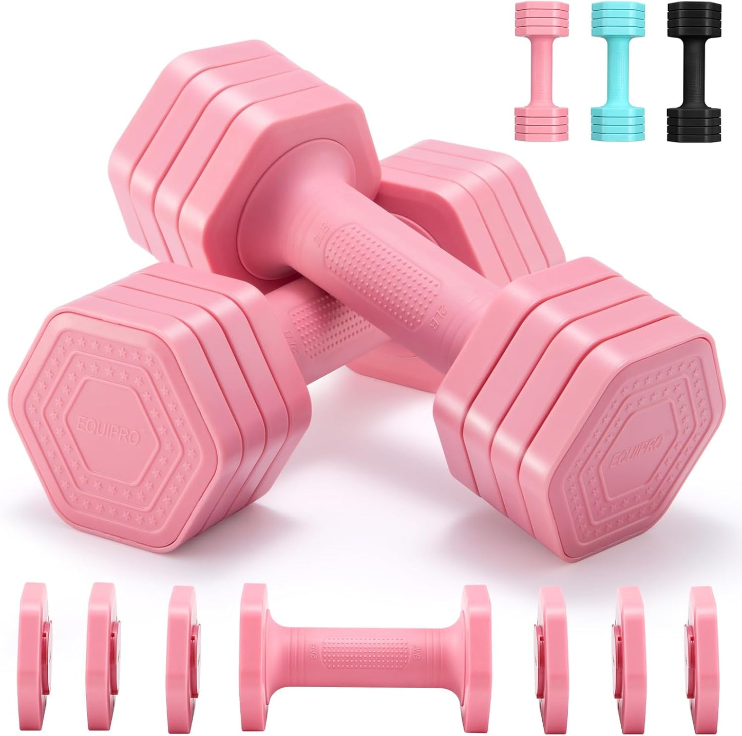 Adjustable Dumbbell Set, 4 in 1 Free Weights Dumbbells Set