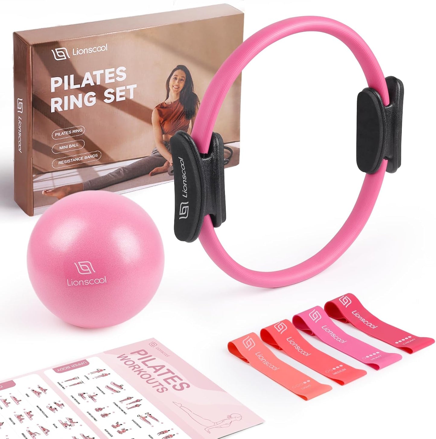 LIONSCOOL Pilates Ring Set – 14" Anti-Deformation Magic Circle