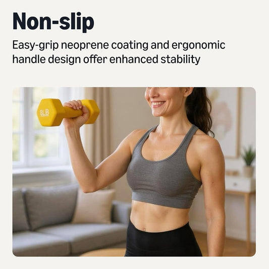 8 Pound Neoprene Dumbbell Hand Weights for Exercise