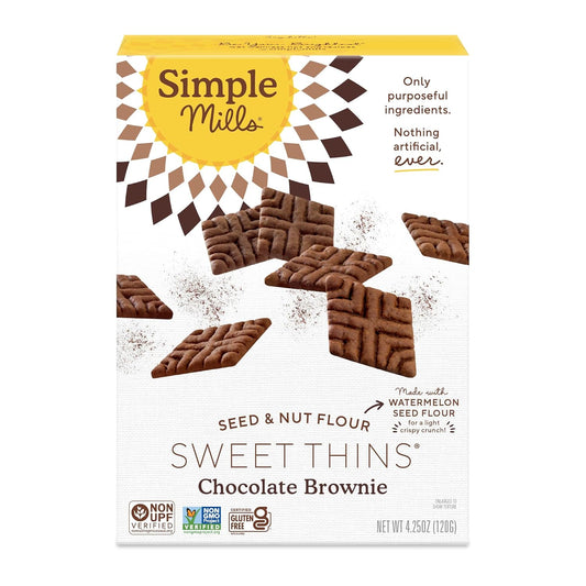 Simple Mills Chocolate Brownie Seed & Nut Flour Sweet Thins, 4.25 oz, Pack of 1