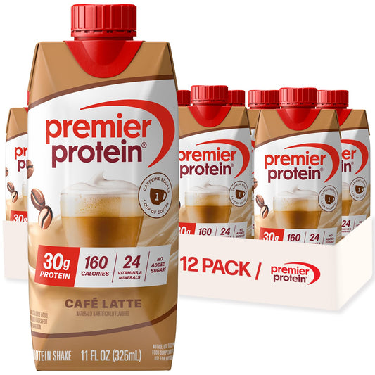 Premier Protein Shake, Café Latte with Caffeine for Energy, 30G Protein, 12 Pack