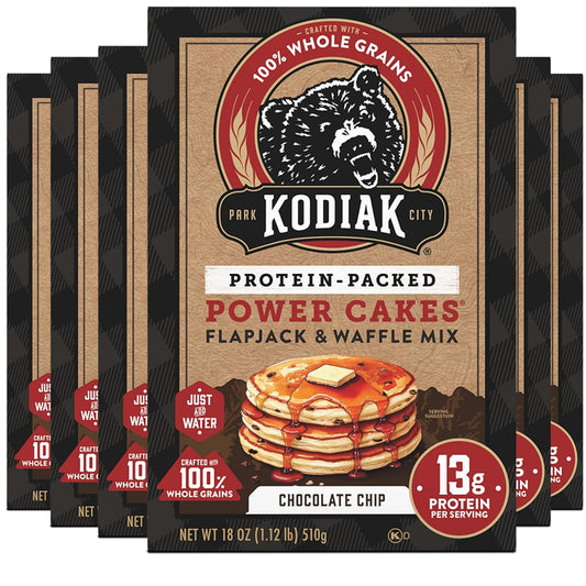 Kodiak Cakes Protein Pancake Power Cakes, Chocolate Chip (Pack of 6)