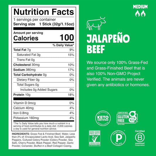 Chomps Grass-Fed Beef Jerky Snack Sticks
