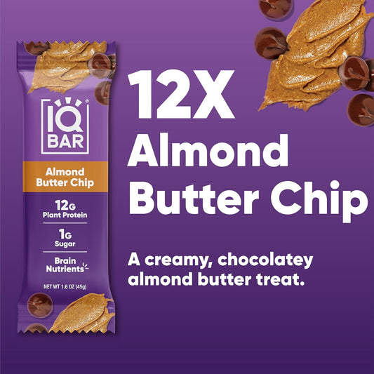 IQBAR Clean Plant Protein Bars - Almond Butter Chip - 12 Count