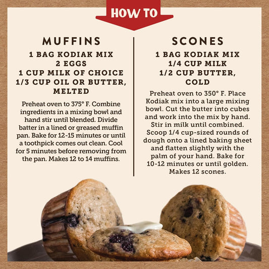 Kodiak Cakes Power Bake, Protein Muffin Mix, Blueberry (Pack of 6)