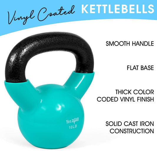 10 - 20lb Vinyl Coated Kettlebell Cast Iron Sets