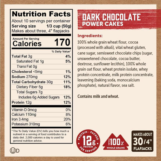 Kodiak Cakes Protein Pancake Power Cakes, Flapjack and Waffle Baking Mix, Dark Chocolate, 18 Ounce (Pack of 6)