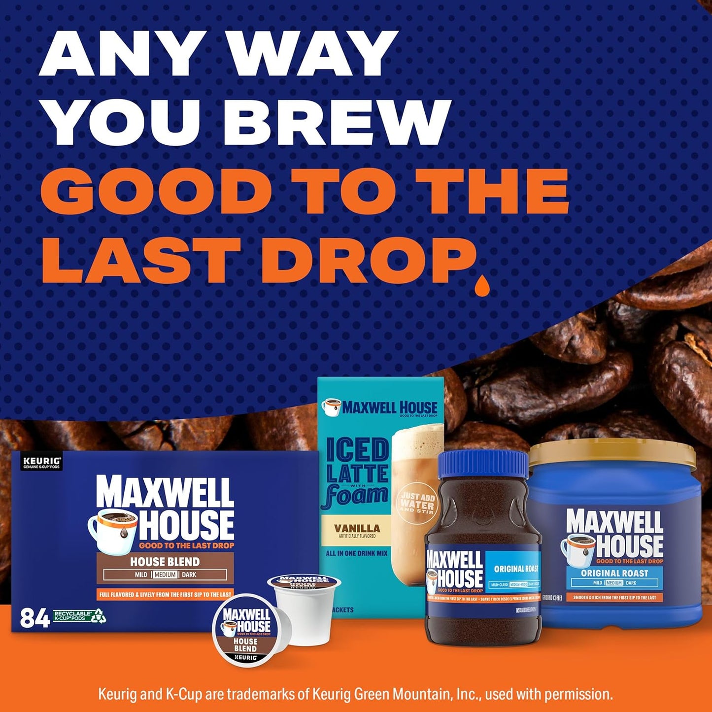 Maxwell House House Blend Medium Roast K-Cup Coffee Pods, 84 Ct Box