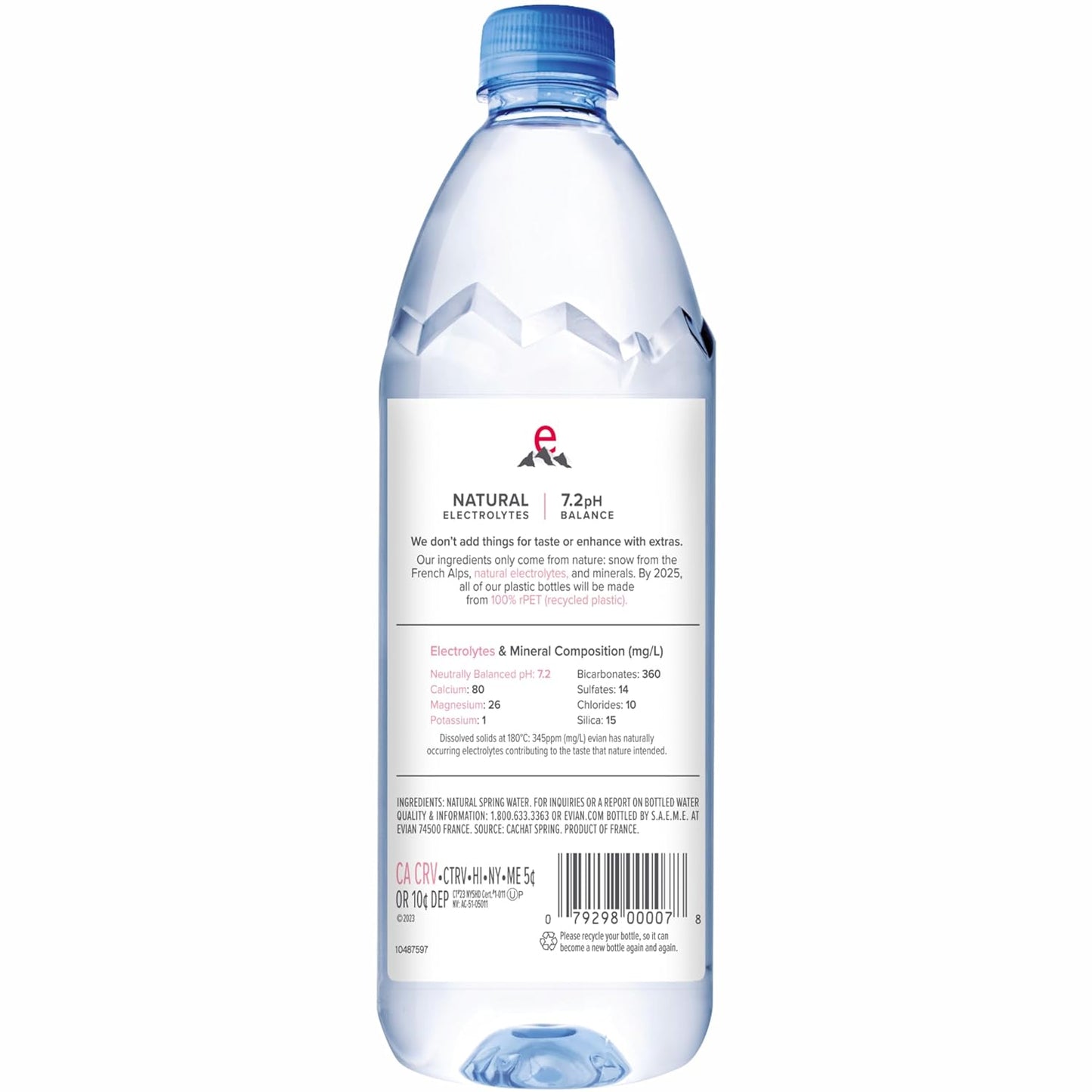 Evian Natural Spring Water, 1 L Bottle, 12 Pack