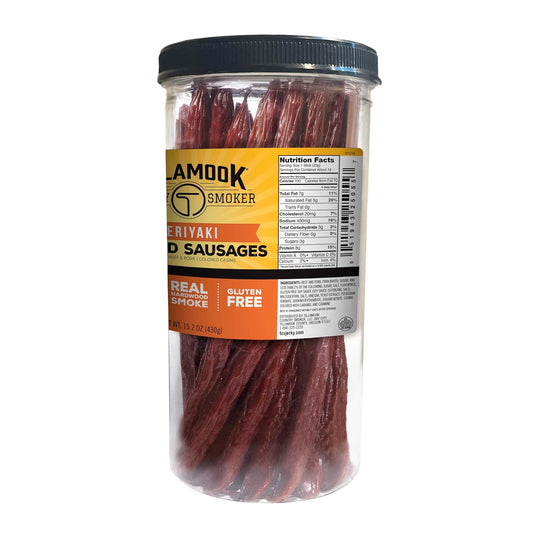 Tillamook Country Smoker Real Hardwood Smoked Sausages, Teriyaki, 15.2 Ounce Tall Jar, 20 Count