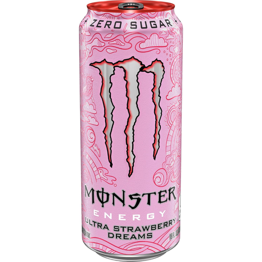 Monster Energy Ultra Strawberry Dreams, Sugar Free Energy Drink, 16 Ounce | Pack of 15