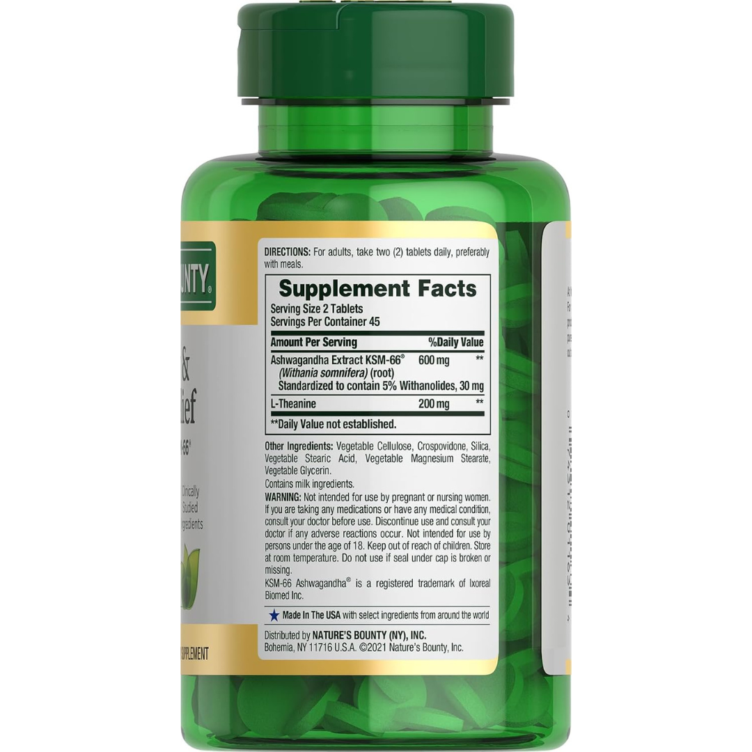 Nature’s Bounty Ashwagandha and L-Theanine Tablets