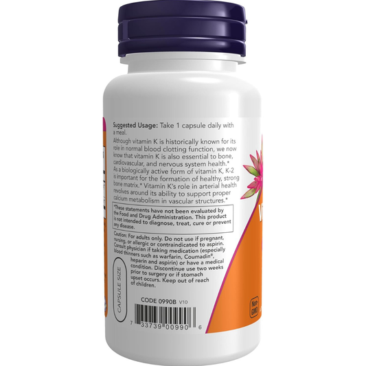 NOW Foods Supplements, Vitamin K-2 100 mcg
