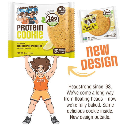 Lenny & Larry's Protein Cookie, Lemon Poppy Seed – Pack of 12
