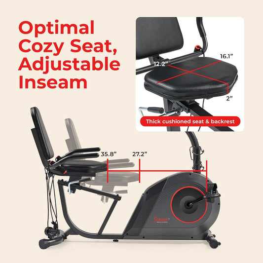 Sunny Health & Fitness Smart Heavy-Duty Recumbent Bike
