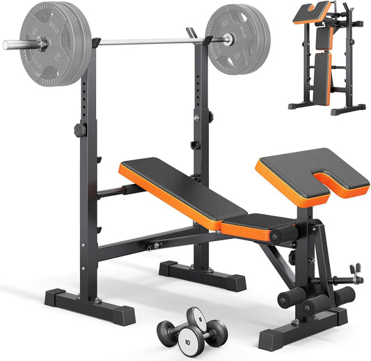 Multi-Function 6 in 1 Weight Bench Set - Leg Press & Preacher Curl Rack