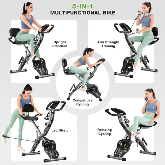 Goimu Exercise Bike, 5 in 1 Foldable Stationary Bike