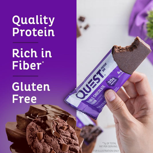 Quest Nutrition Double Chocolate Chunk Protein Bars, 20G Protein Bars, 12 Count