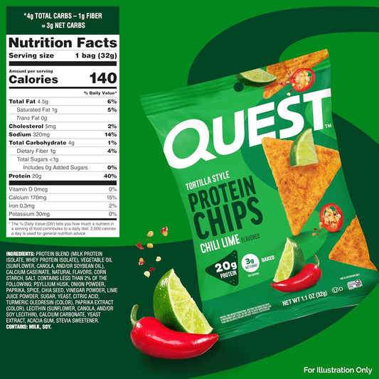 Nutrition Chili Lime Tortilla Style Protein Chips (Pack of 12)