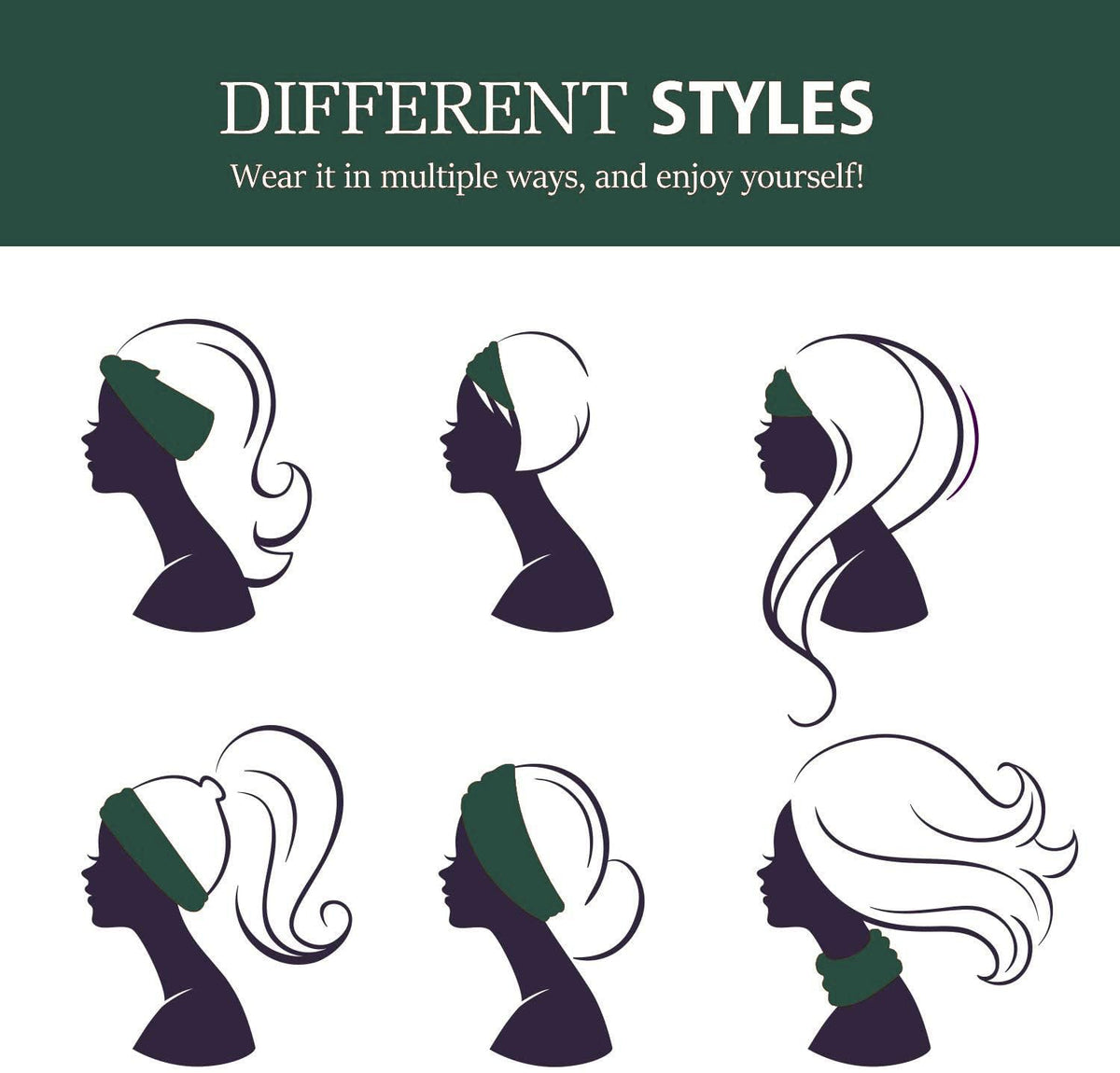 Gili 2 Pack Wide Headbands for Women Boho African Knotted Non Slip Fashion Hair Bands Yoga Running Sports Workout Gym Head Wraps Elastic Soft Cotton Cloth Turbans Bandana for Girls (Dark Green, Teal)