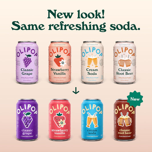 OLIPOP Prebiotic Soda Pop, Favorites Variety, Pantry Pack Packed with Prebiotics, Fiber, and Botanicals, Gluten Free, GMO Free, 12Oz (12-Cans) (Packaging May Vary)