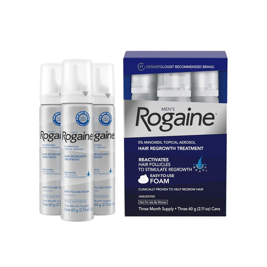 Men'S Rogaine 5% Minoxidil Topical Foam, Unscented, 3 Mo Supply, 3X 2.11 Oz