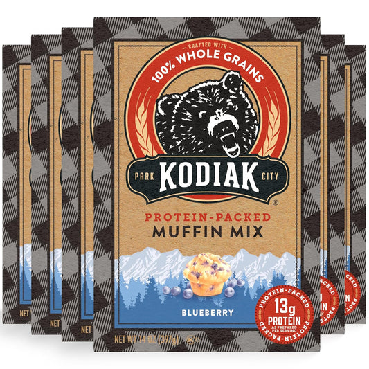 Kodiak Cakes Power Bake, Protein Muffin Mix, Blueberry (Pack of 6)