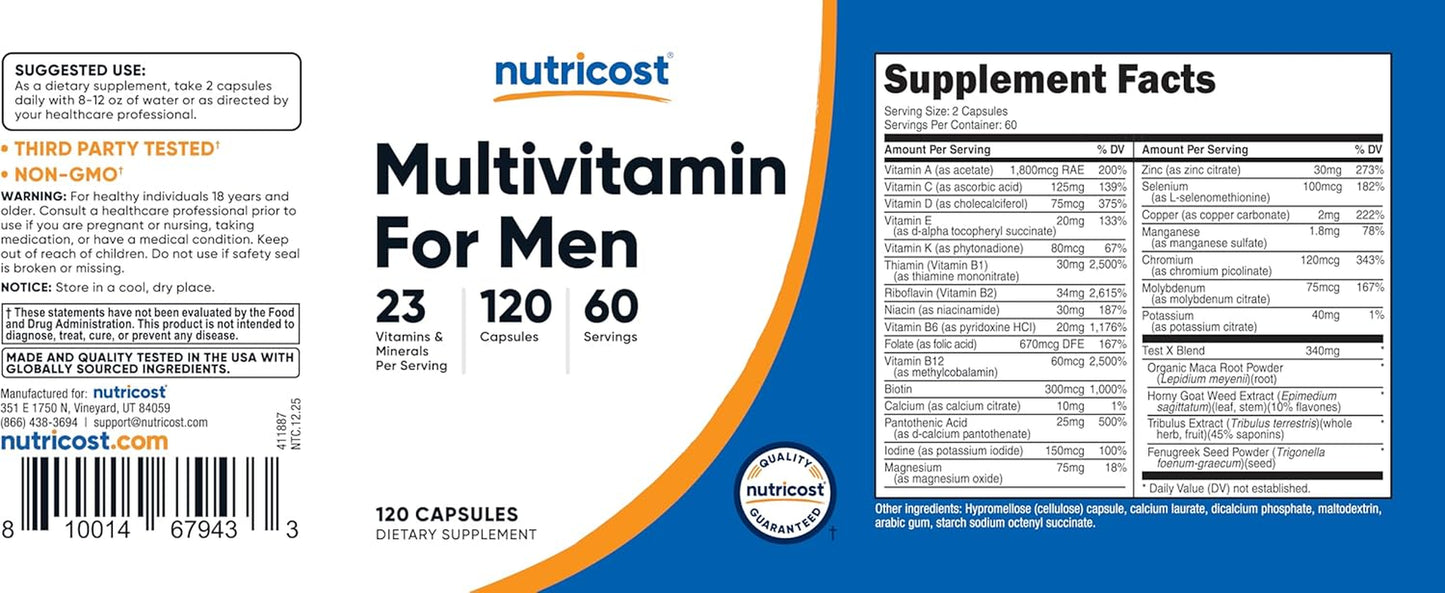 Nutricost Multivitamin for Men 120 Capsules