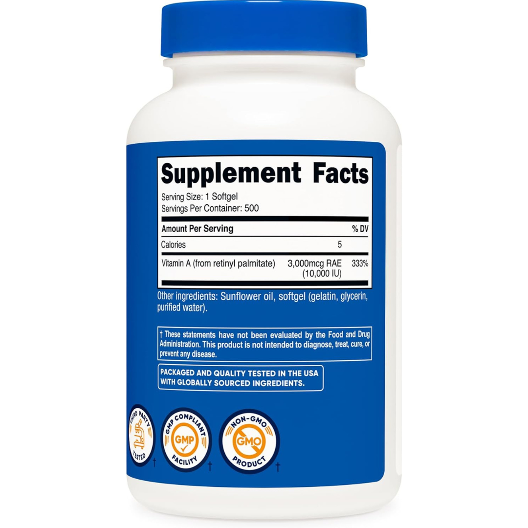 Nutricost Vitamin A 10,000 IU, 500 Softgel Capsules